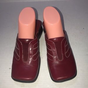 Vtg 90s Y2K  Reaction KENNETH COLE  Red Leather Square Toe Mules Shoes Sz 6.5